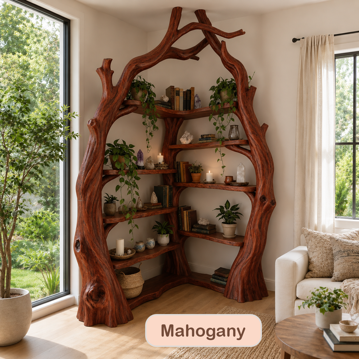 Solid Wood Corner Tree Bookshelf