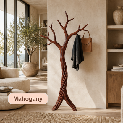 Rustic Solid Wood Tree Coat Rack