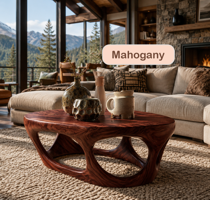 Biophilic Modern Sculptural Wood Coffee Table