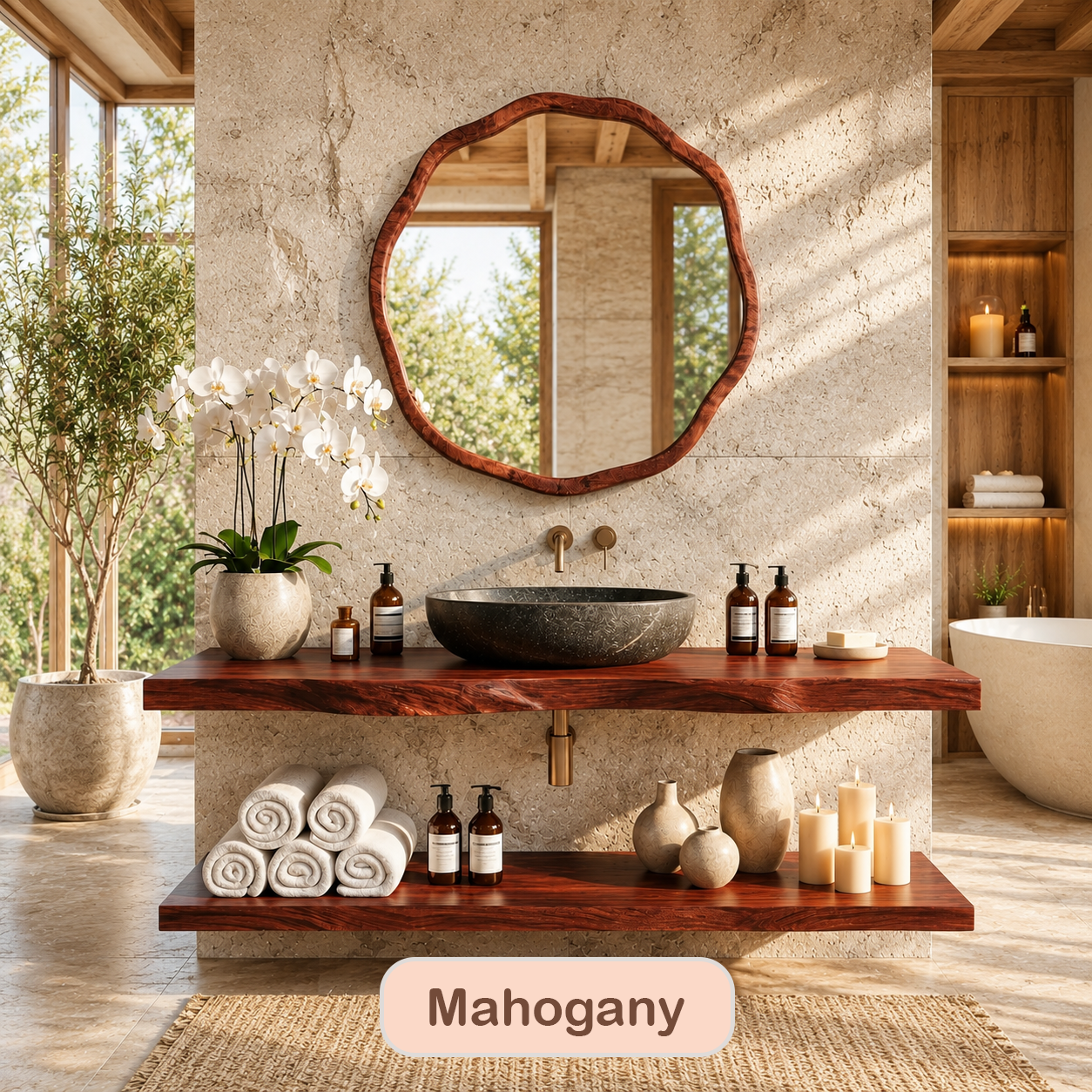 Rustic Modern Floating Wood Bathroom Vanity