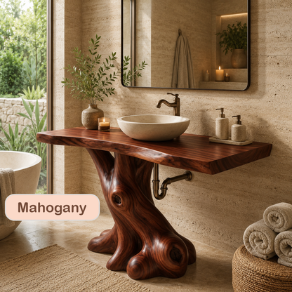 Rustic Solid Wood Live Edge Sink Console