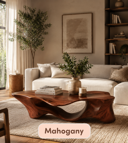 Handmade Sculptural Solid Wood Coffee Table
