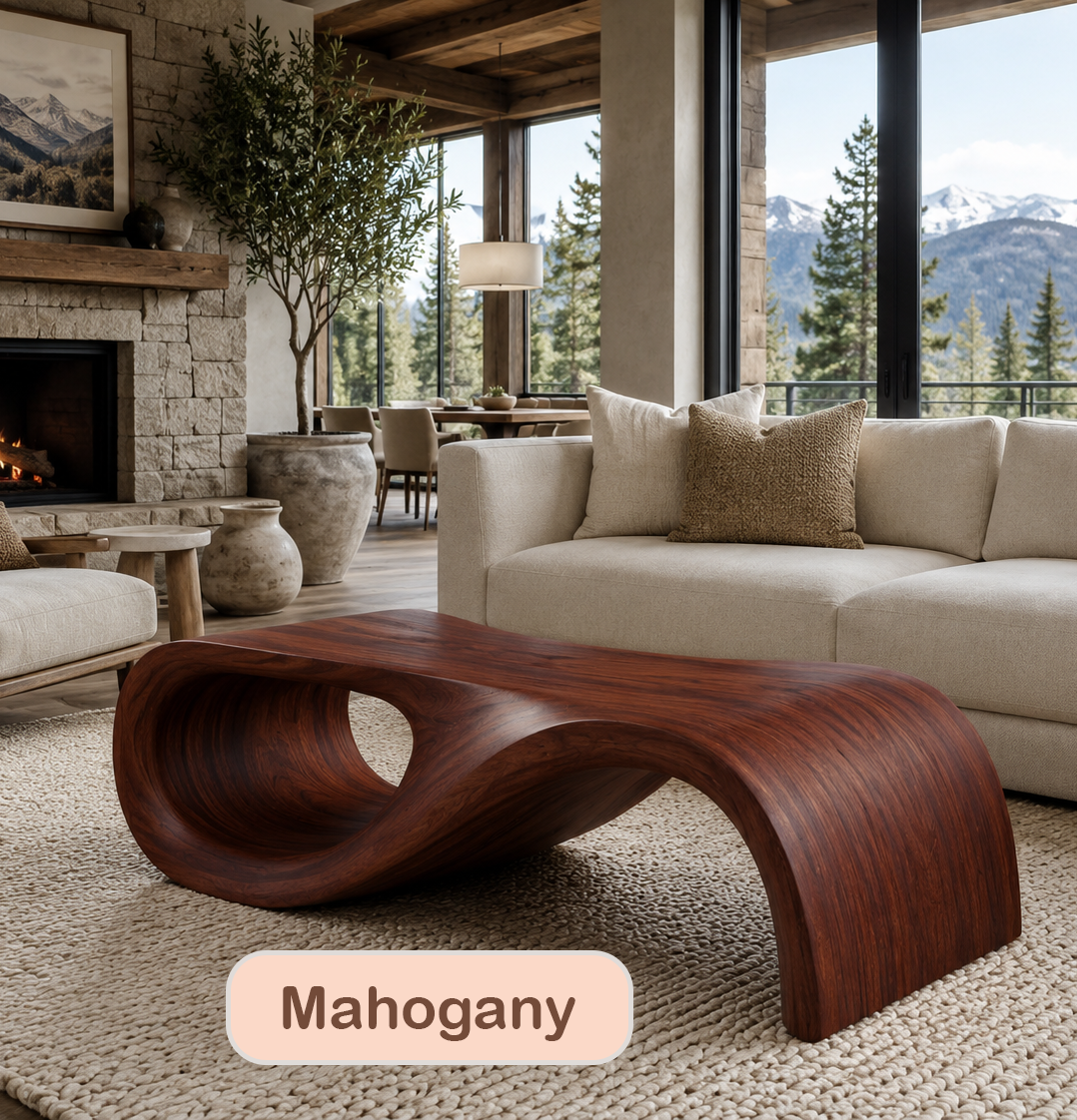 Organic Modern Curved Wood Coffee Table