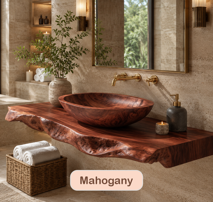 Floating Live Edge Wood Bathroom Vanity