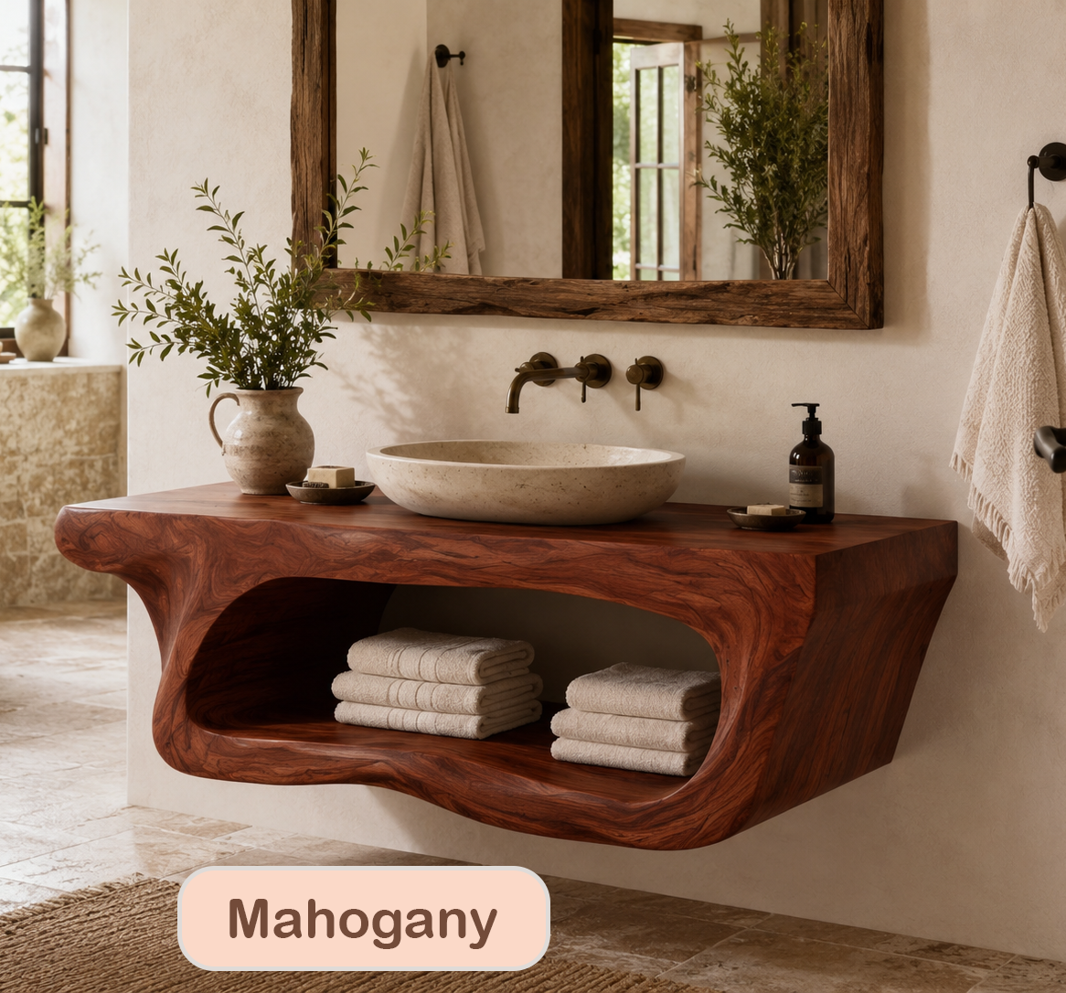 Wall Mounted Rustic Solid Wood Vanity