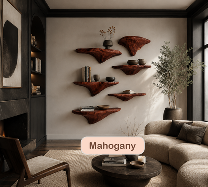 Organic Solid Wood Mushroom Floating Shelf