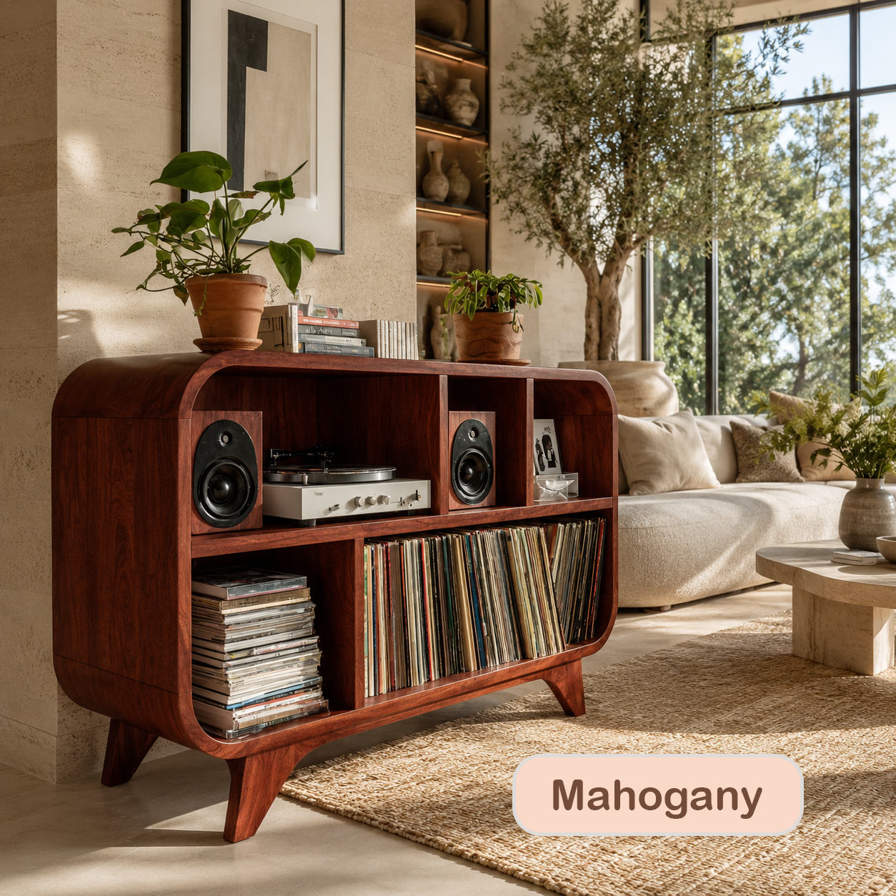 Solid Wood Vinyl Record Player Stand