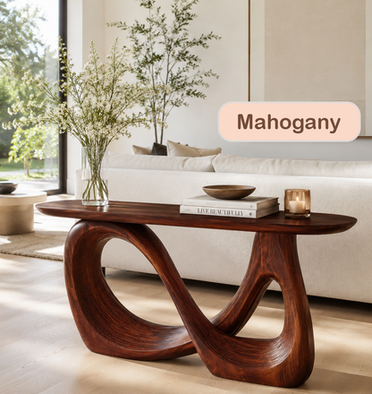 Sculptural Solid Wood Organic Console Table
