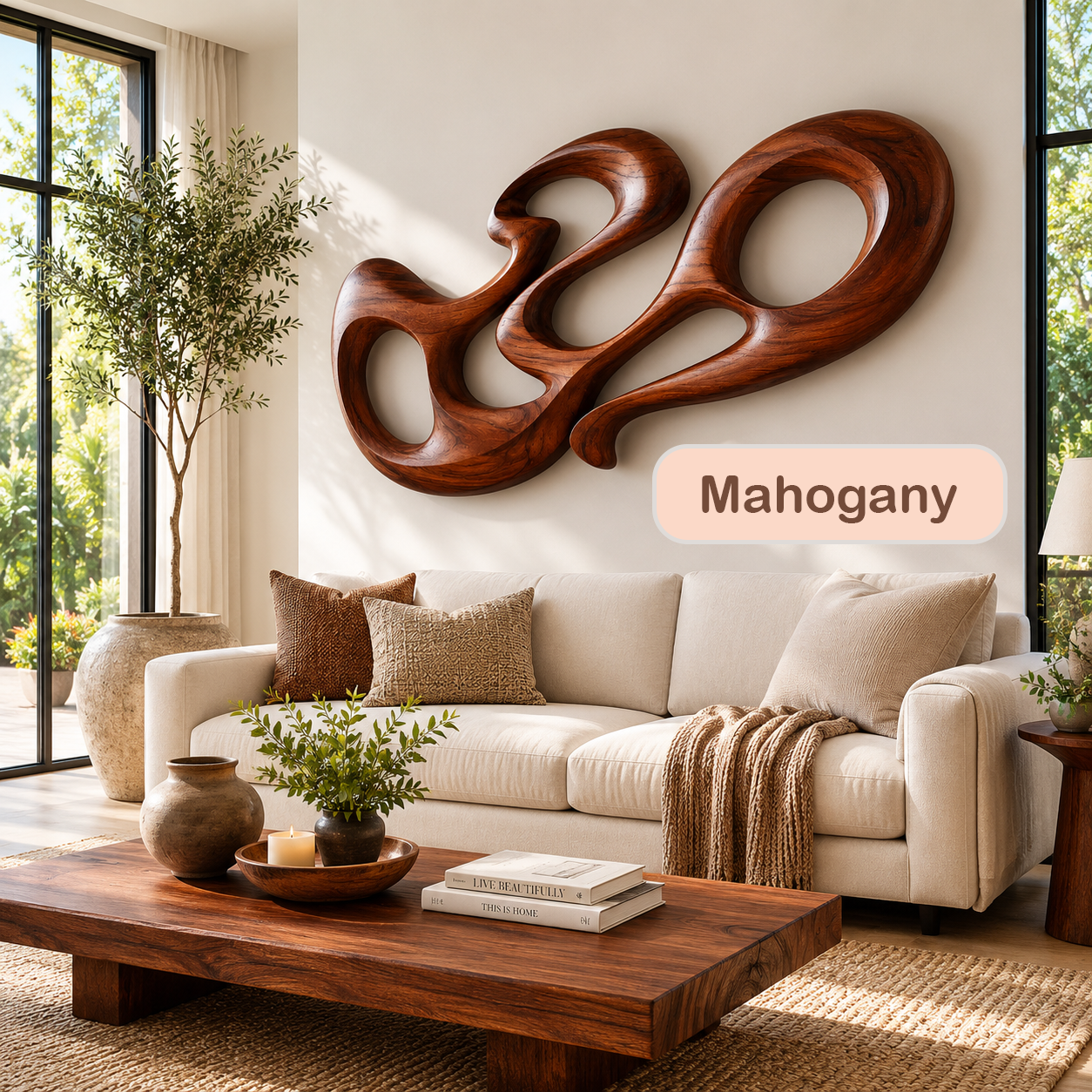 Organic Modern Abstract Wood Wall Sculpture