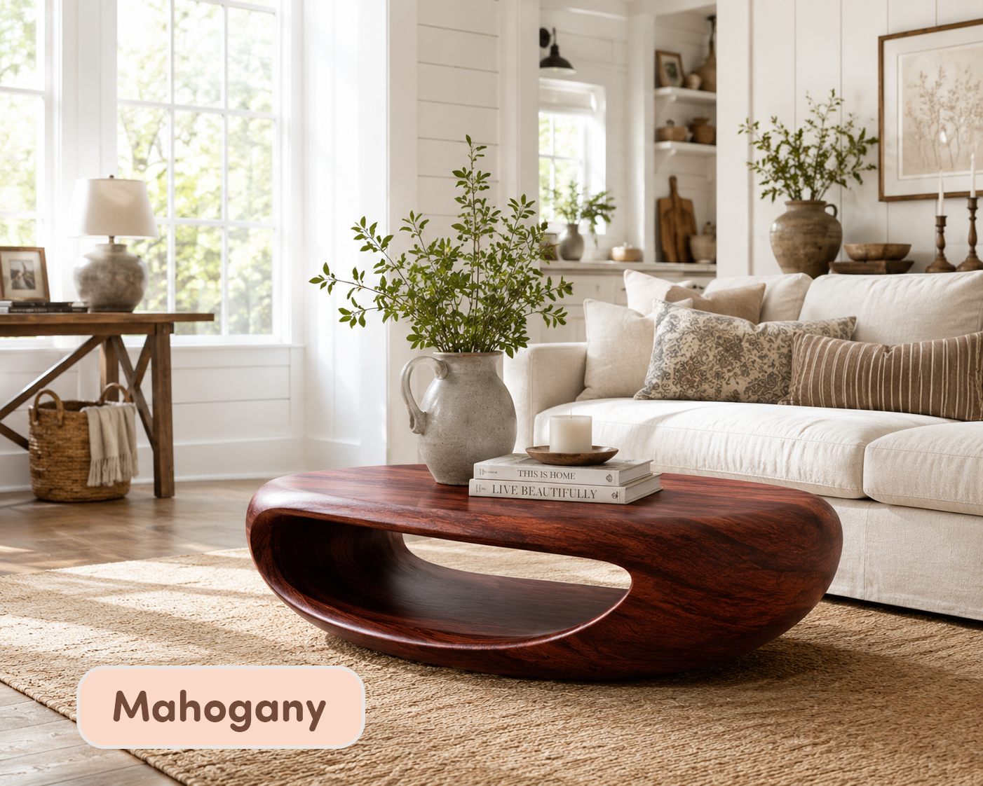 Organic Modern Oval Wood Coffee Table