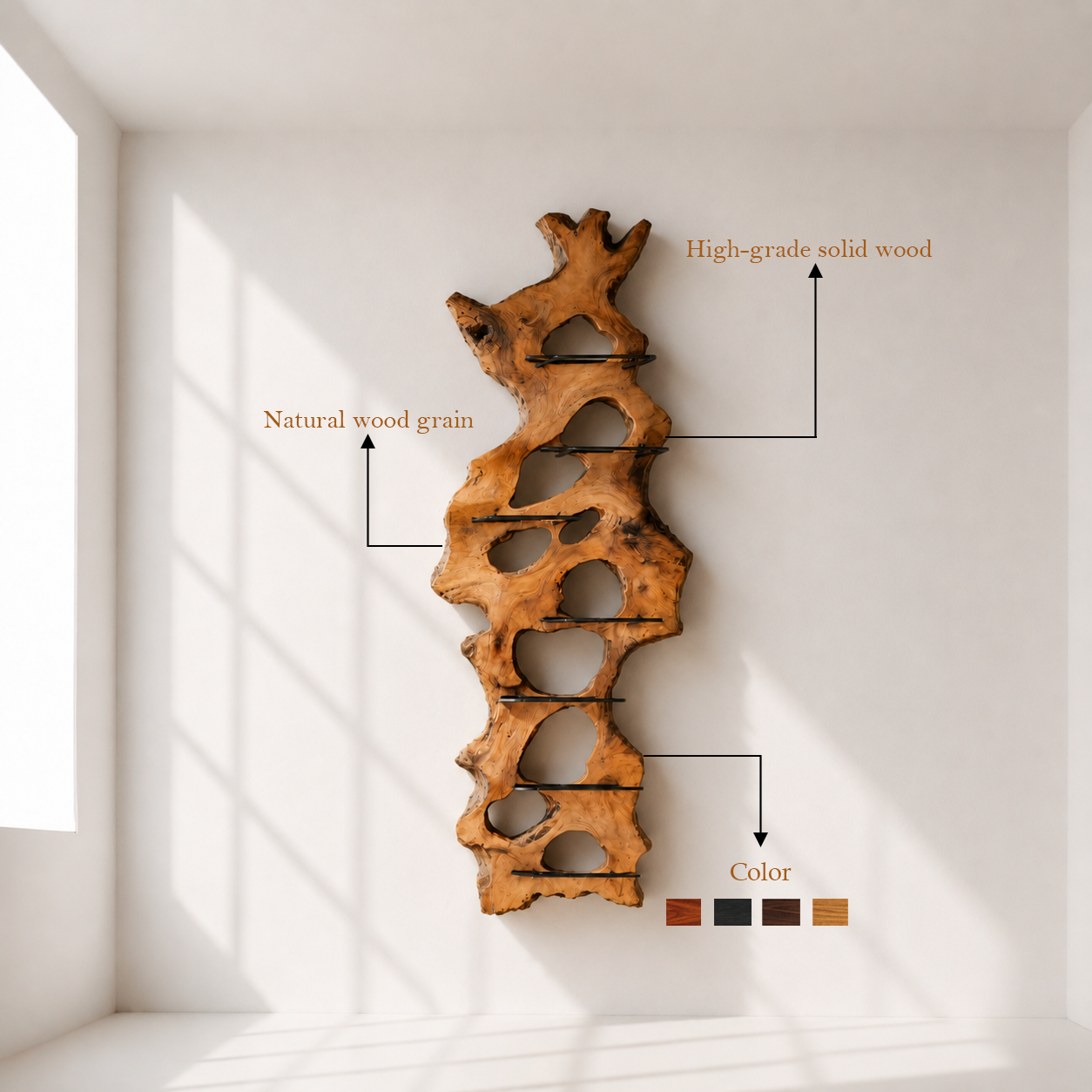 Floating Live Edge Wine Rack