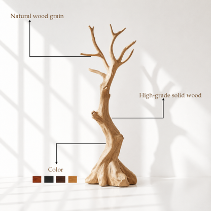 Freestanding Solid Wood Tree Coat Rack