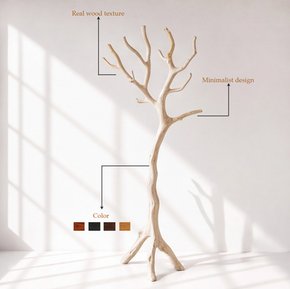 Rustic Wood Tree Coat Rack Stand