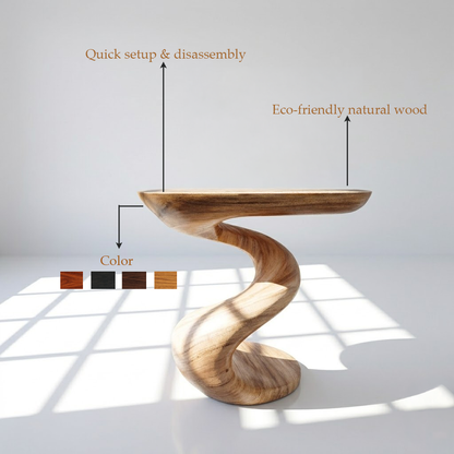 Oval Sculptural Pedestal Wood Console Table