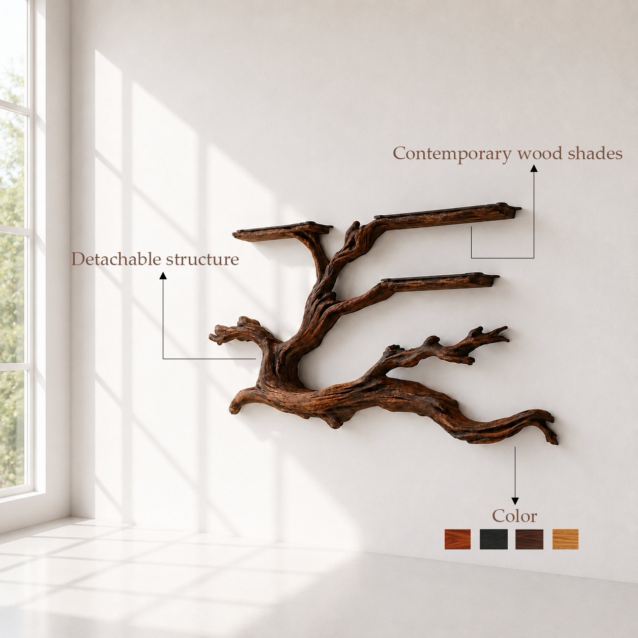 Wall Mounted Tree Wood Wine Rack