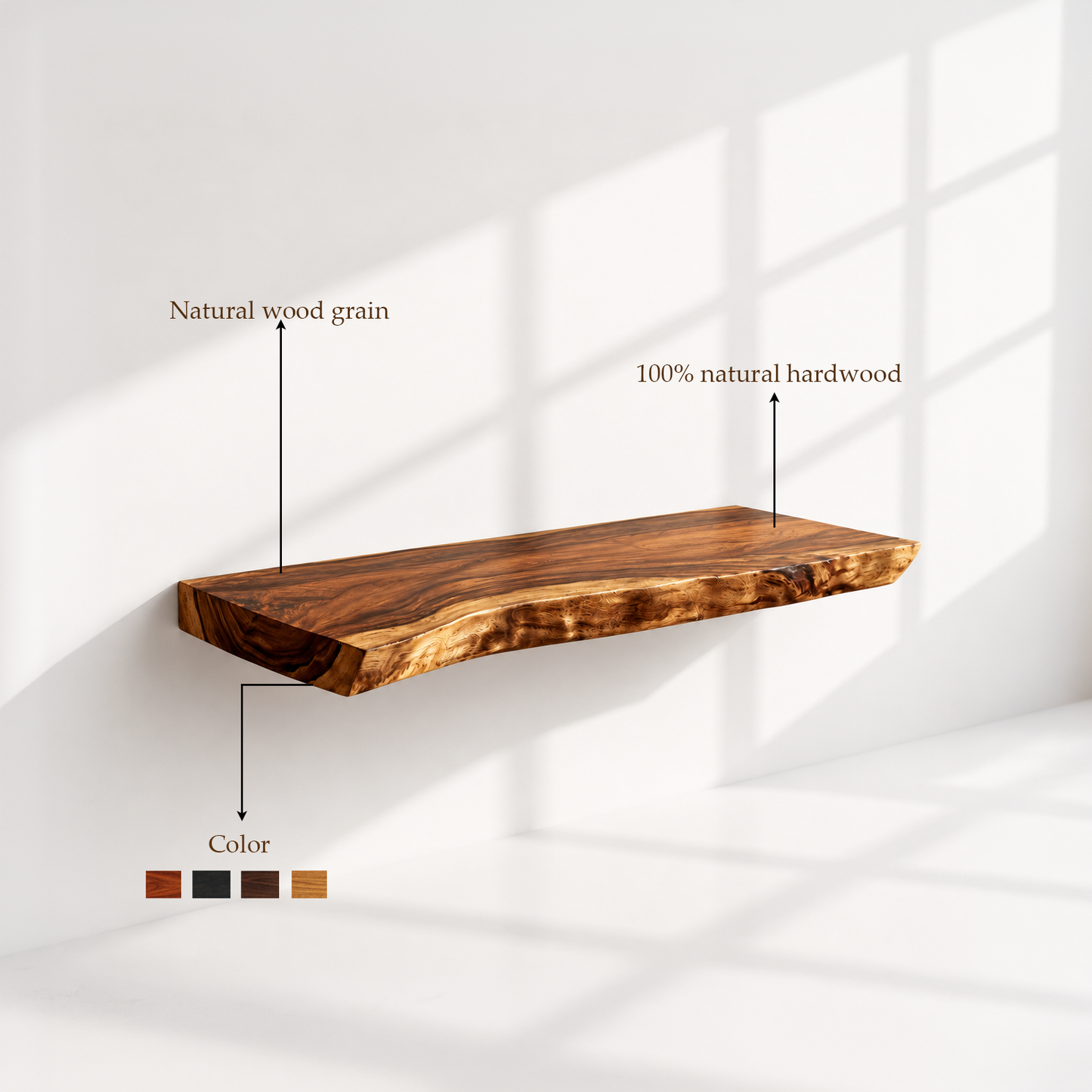 Modern Rustic Live Edge Floating Shelf
