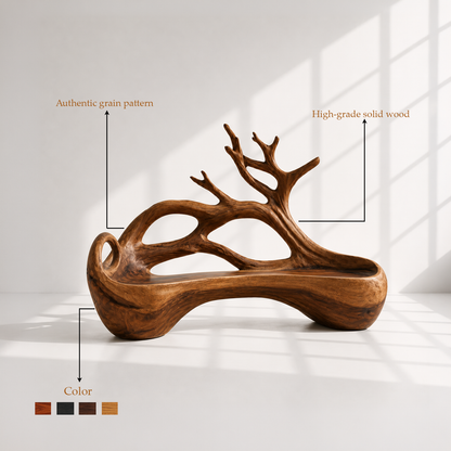 Rustic Solid Wood Tree Root Bench