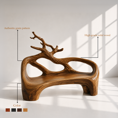 Organic Sculptural Solid Wood Bench