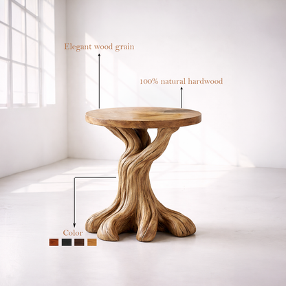 Round Solid Wood Tree Root Side Table