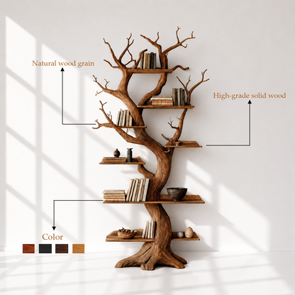 Solid Wood Tree Shaped Bookshelf