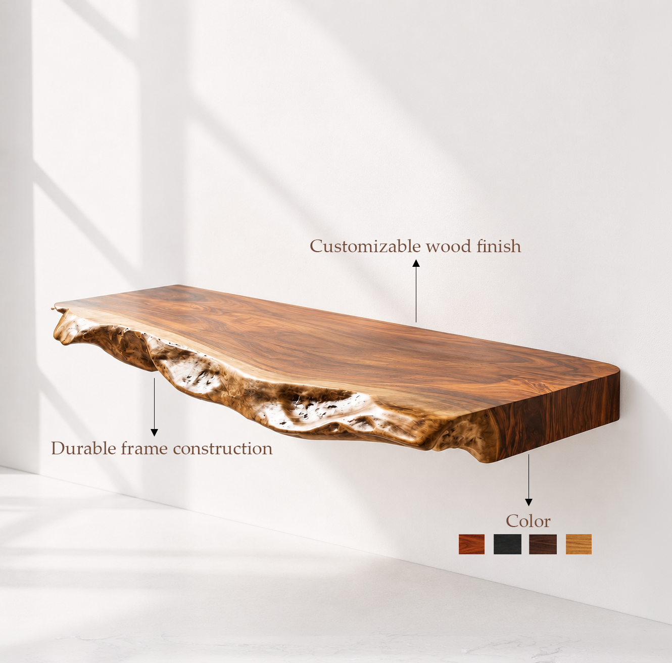 Floating Live Edge Wood Bathroom Vanity