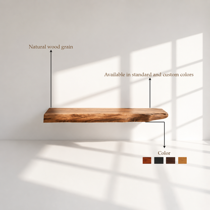 Farmhouse Solid Wood Live Edge Floating Shelf