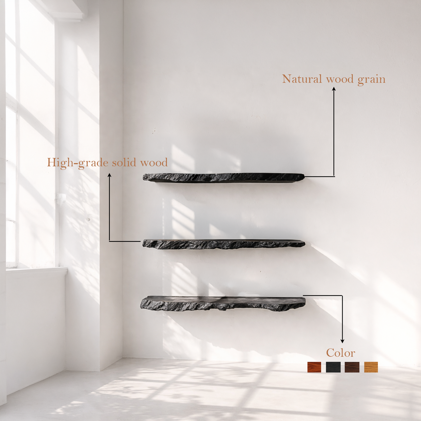 Rustic Solid Wood Floating Shelf
