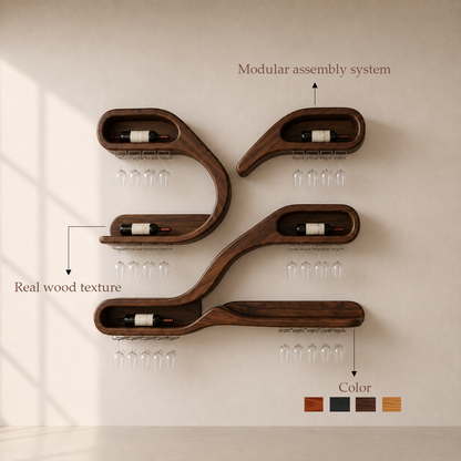 Wall Mounted Wood Wine Stemware Rack