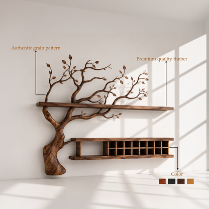 Wall Mounted Wood Tree Wine Rack