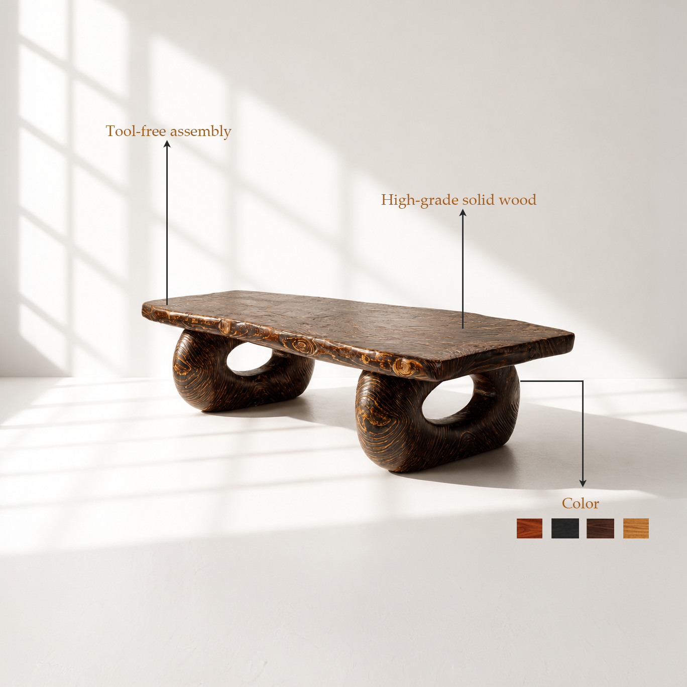 Handmade Solid Wood Rustic Coffee Table