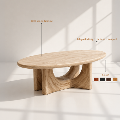 Modern Solid Wood Oval Coffee Table