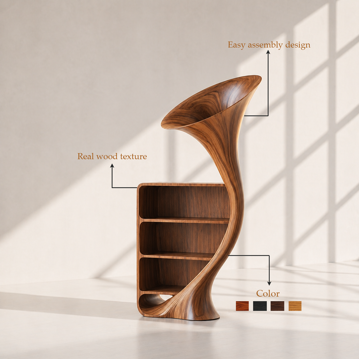 Modern Sculptural Record Player Stand