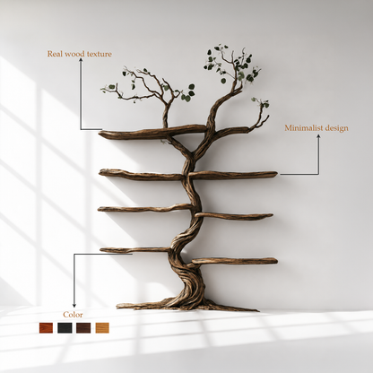 Handcrafted Wood Tree Wall Shelf