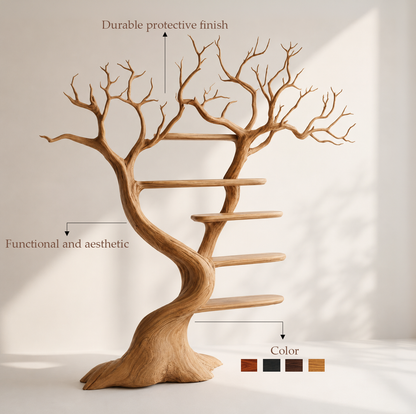 Natural Tree Shaped Open Bookshelf