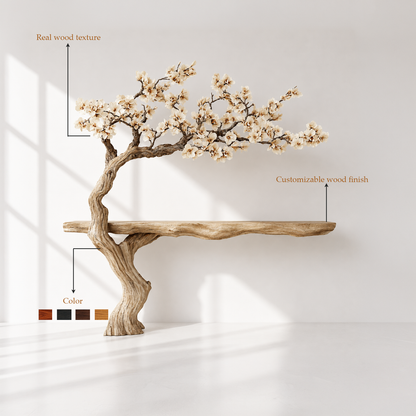 Artistic Wood Tree Shape Console Table