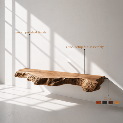 Handmade Rustic Wood Floating Bathroom Counter