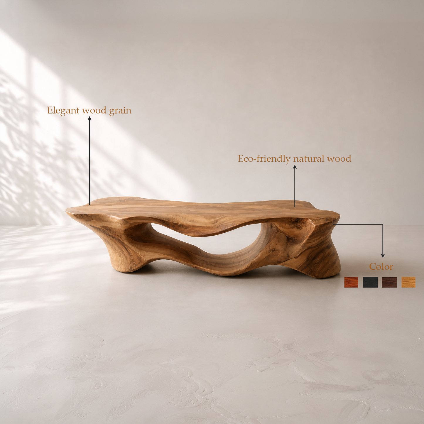 Handmade Sculptural Solid Wood Coffee Table
