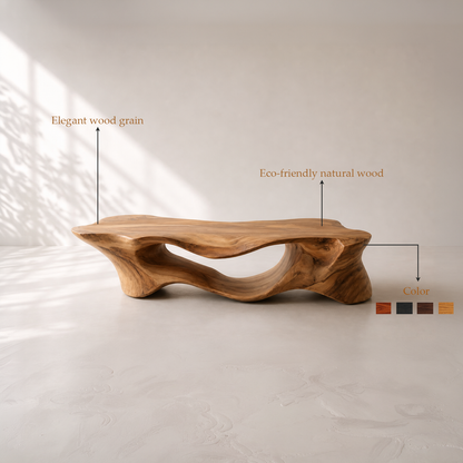 Handmade Sculptural Solid Wood Coffee Table