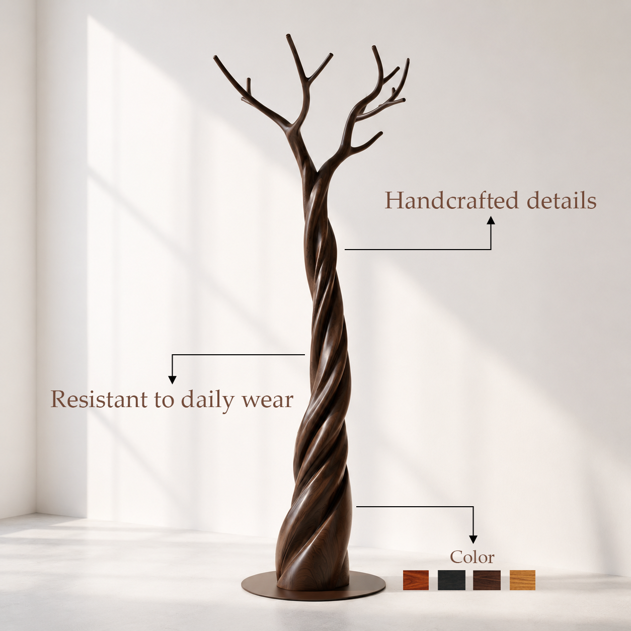 Modern Solid Wood Tree Coat Rack