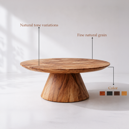 Solid Wood Round Pedestal Coffee Table