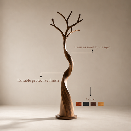 Artisanal Solid Wood Tree Coat Rack