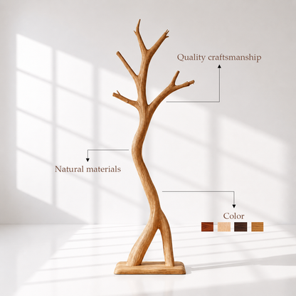 Freestanding Tree Coat Rack Solid Wood