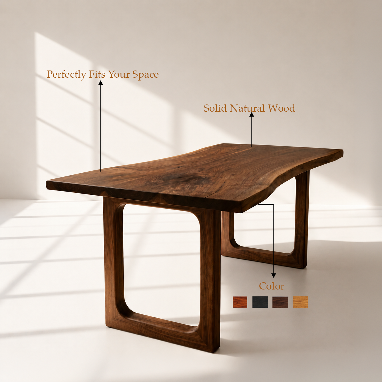 Modern Walnut Live Edge Wood Desk