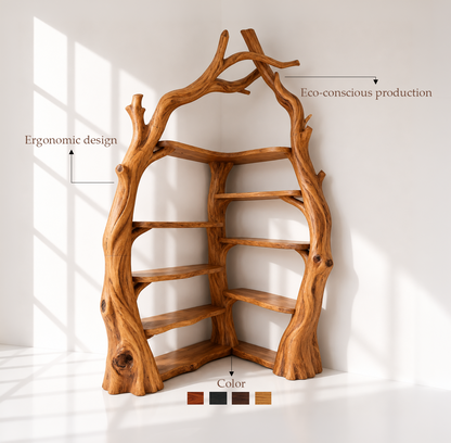 Solid Wood Corner Tree Bookshelf