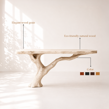 Rustic Sculptural Natural Wood Console Table