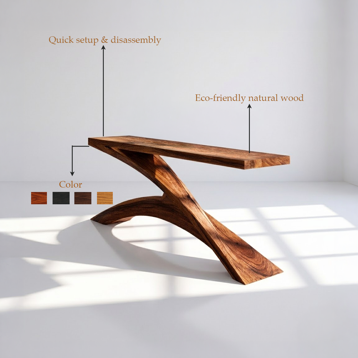 Modern Z-Shaped Wooden Console Table