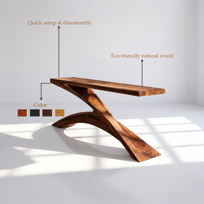Modern Z-Shaped Wooden Console Table