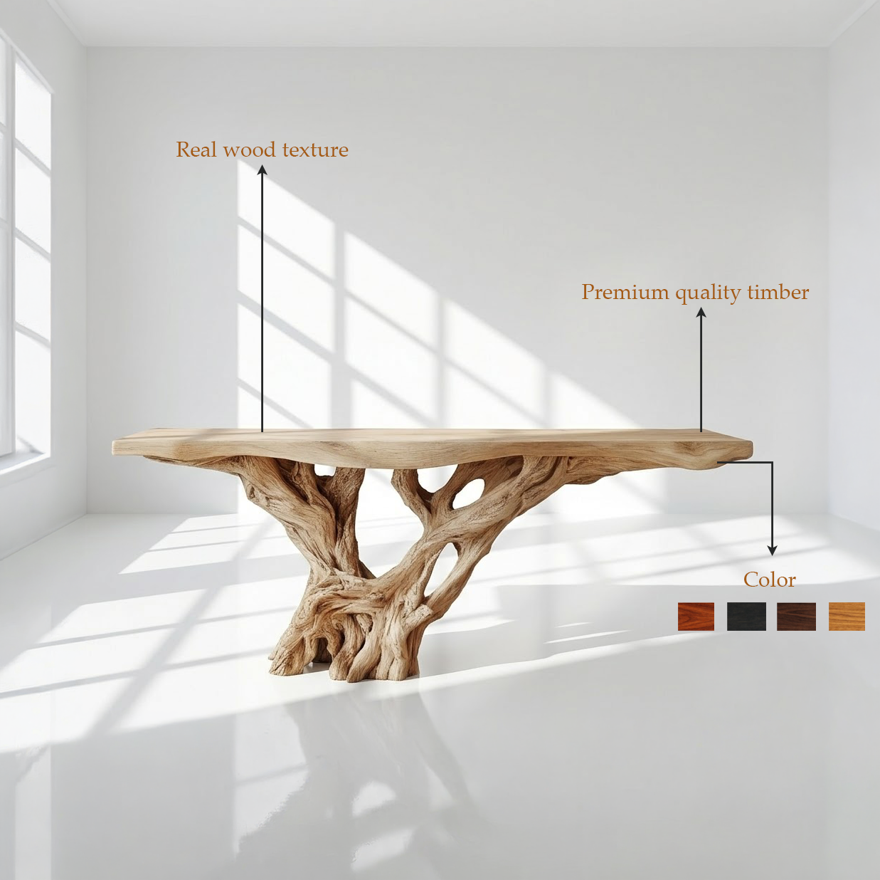 Solid Wood Tree Root Console Table