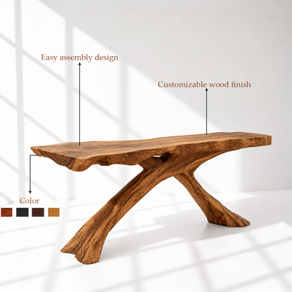 Rustic Organic Wood Console Table