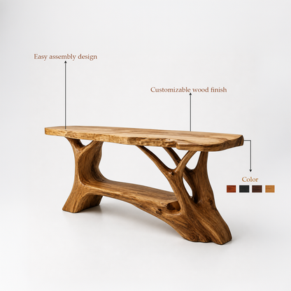 Rustic Live Edge Wood Bathroom Vanity Console